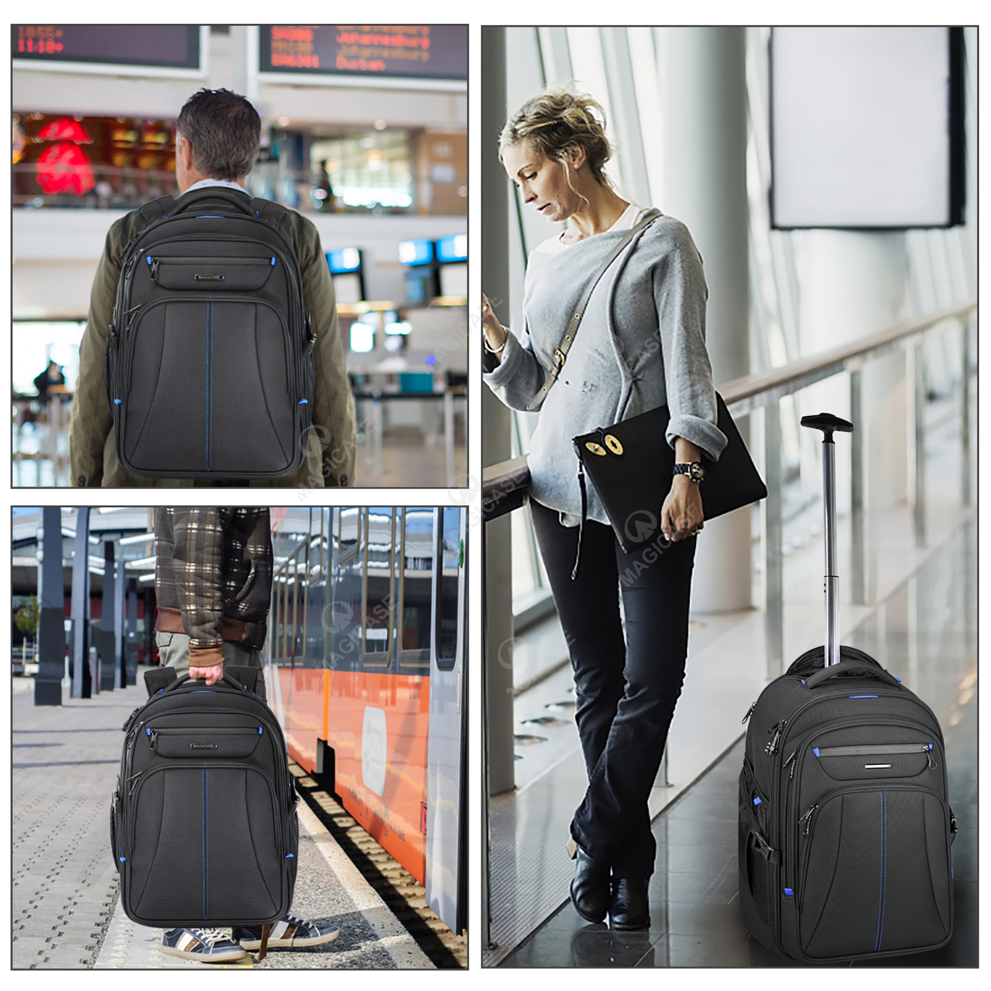 MAGICASE Rolling Laptop Backpack